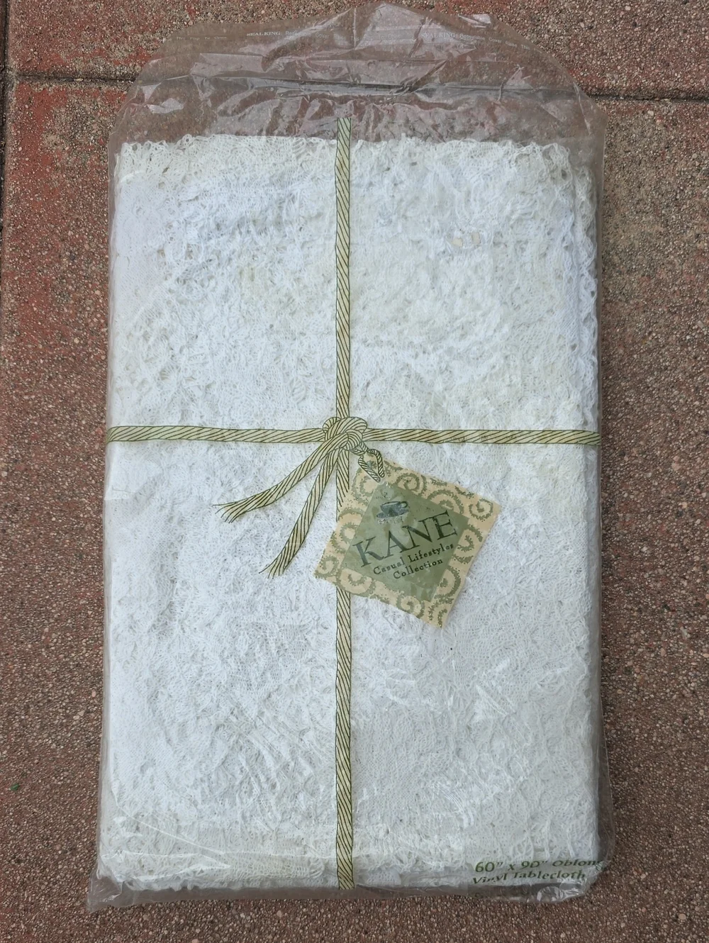 White Lace Vinyl Tablecloth - 60
